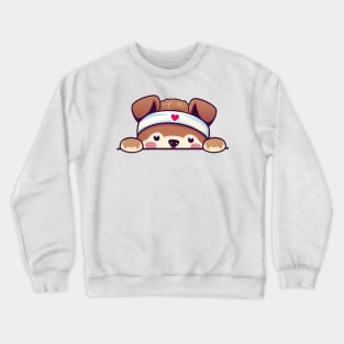 Sneaky japanese dog puppy so cutest Crewneck Sweatshirt